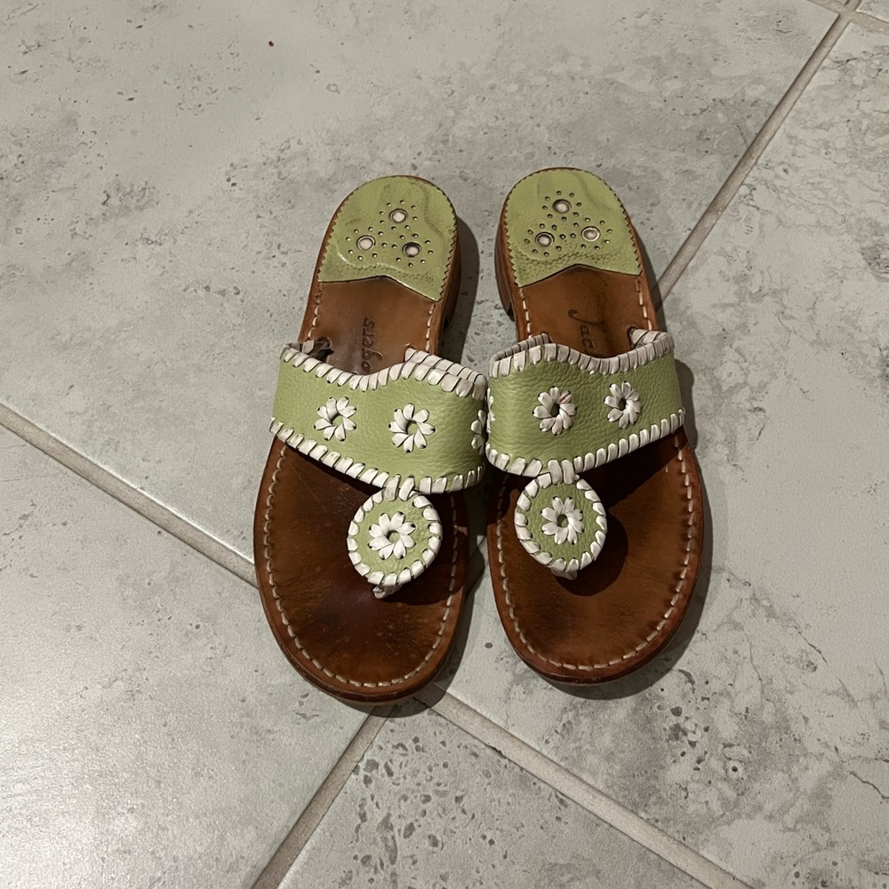 Jack Rogers sandals: Light green and white- Free shipping!